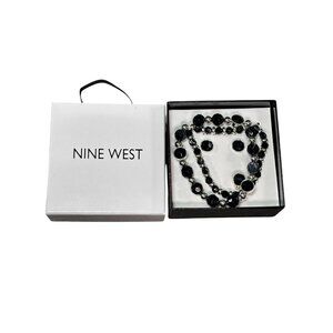 Nine West Black Beaded Bracelet & Earrings Set With Gift Box